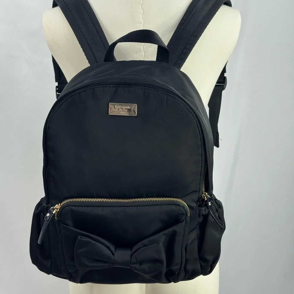 Kate Spade New York Girl Black Nylon Bow Backpack